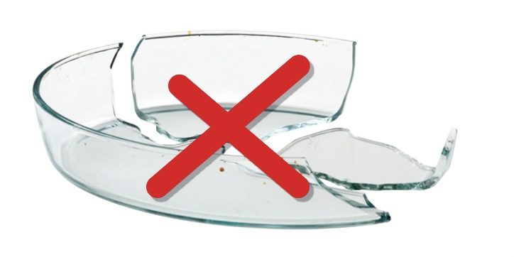Ovenschaal niet in de glasbak